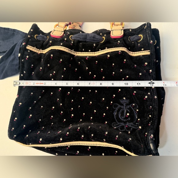 Juicy Couture Y2K Vintage Blue Velvet Polka Dot Bow Top Handle Bag  Preppy CHic - Picture 8 of 12